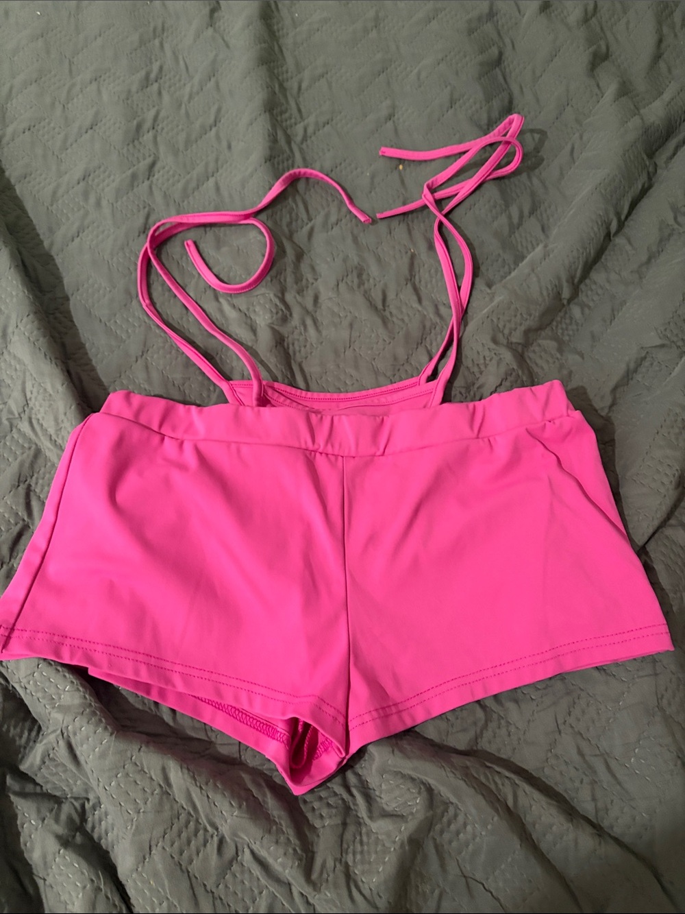SHEIN Bright Pink Athletic Tie-Waist Shorts